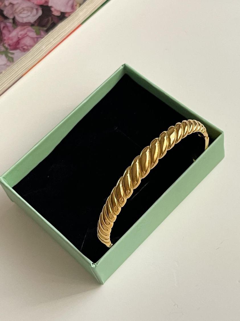 Çelik Gold Burgu Kelepçe Bilezik