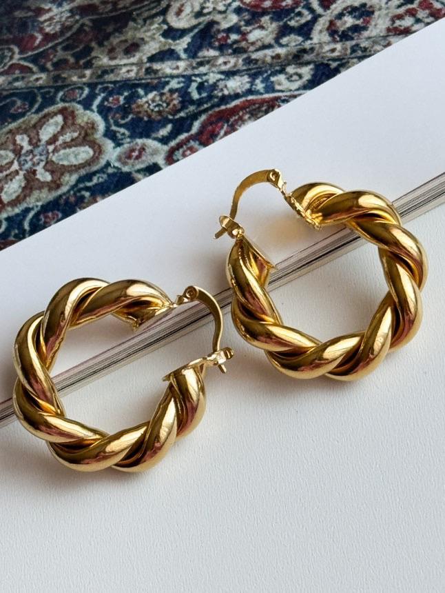 Çelik Gold Burgu Tina Küpe 