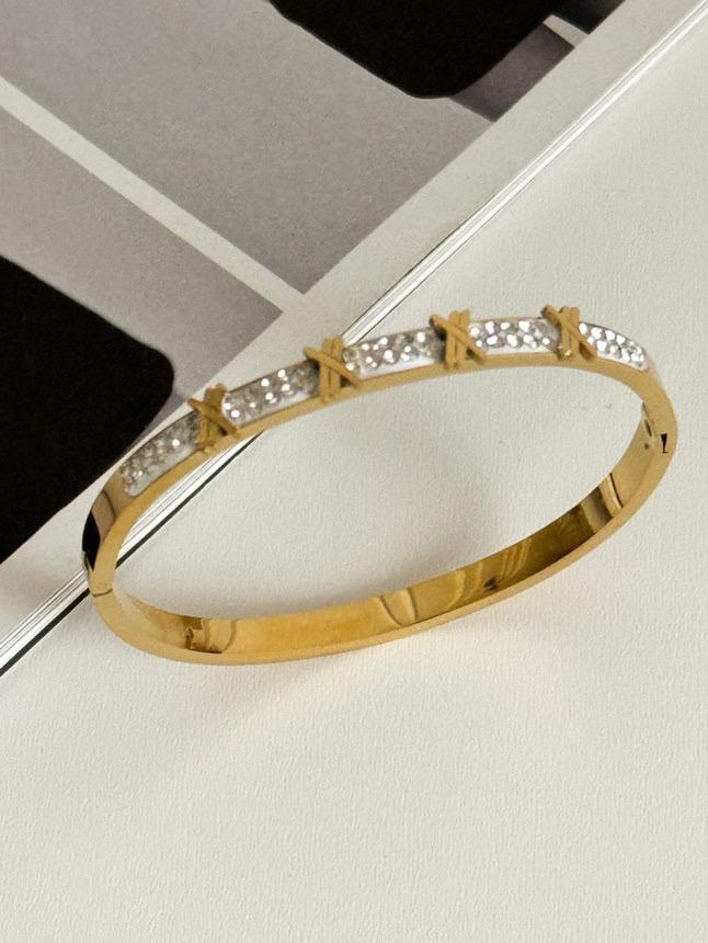 Çelik Gold Charm Kelepçe Bileklik 