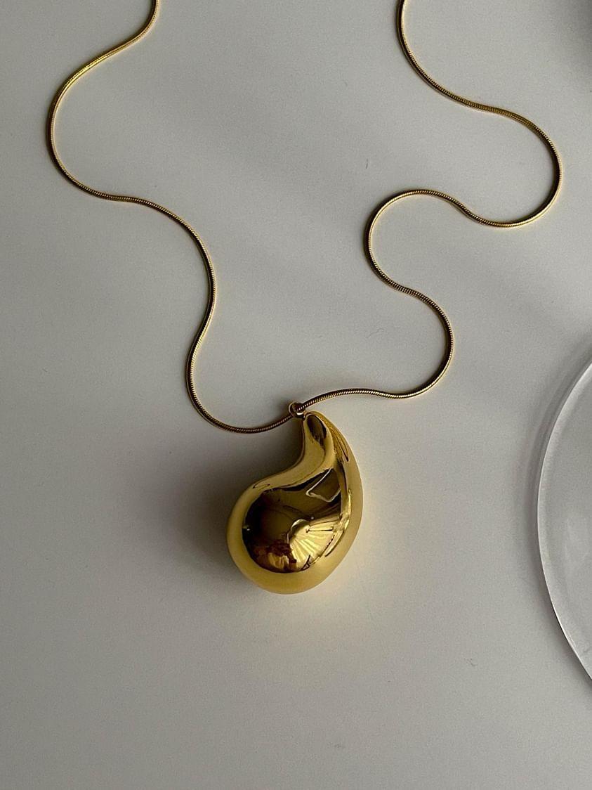 Çelik Gold Damla Kolye (46 Cm)