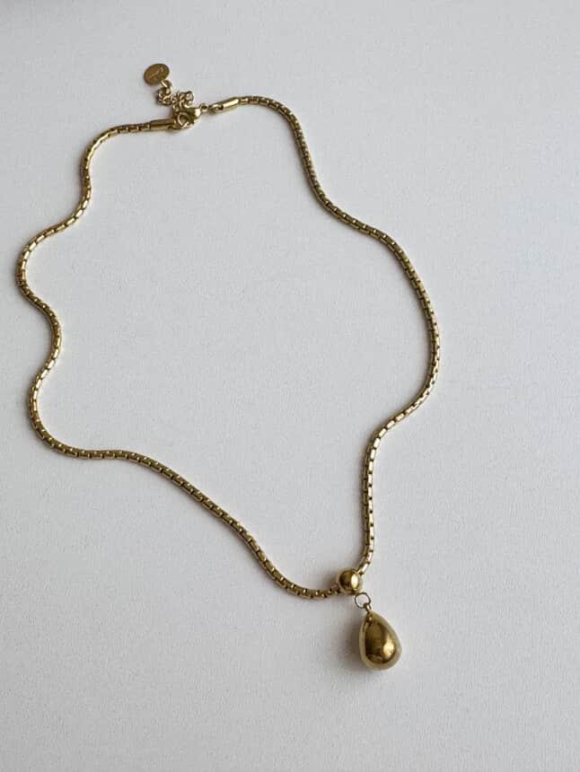 Çelik Gold Damla Topçuklu Kolye (44 Cm)