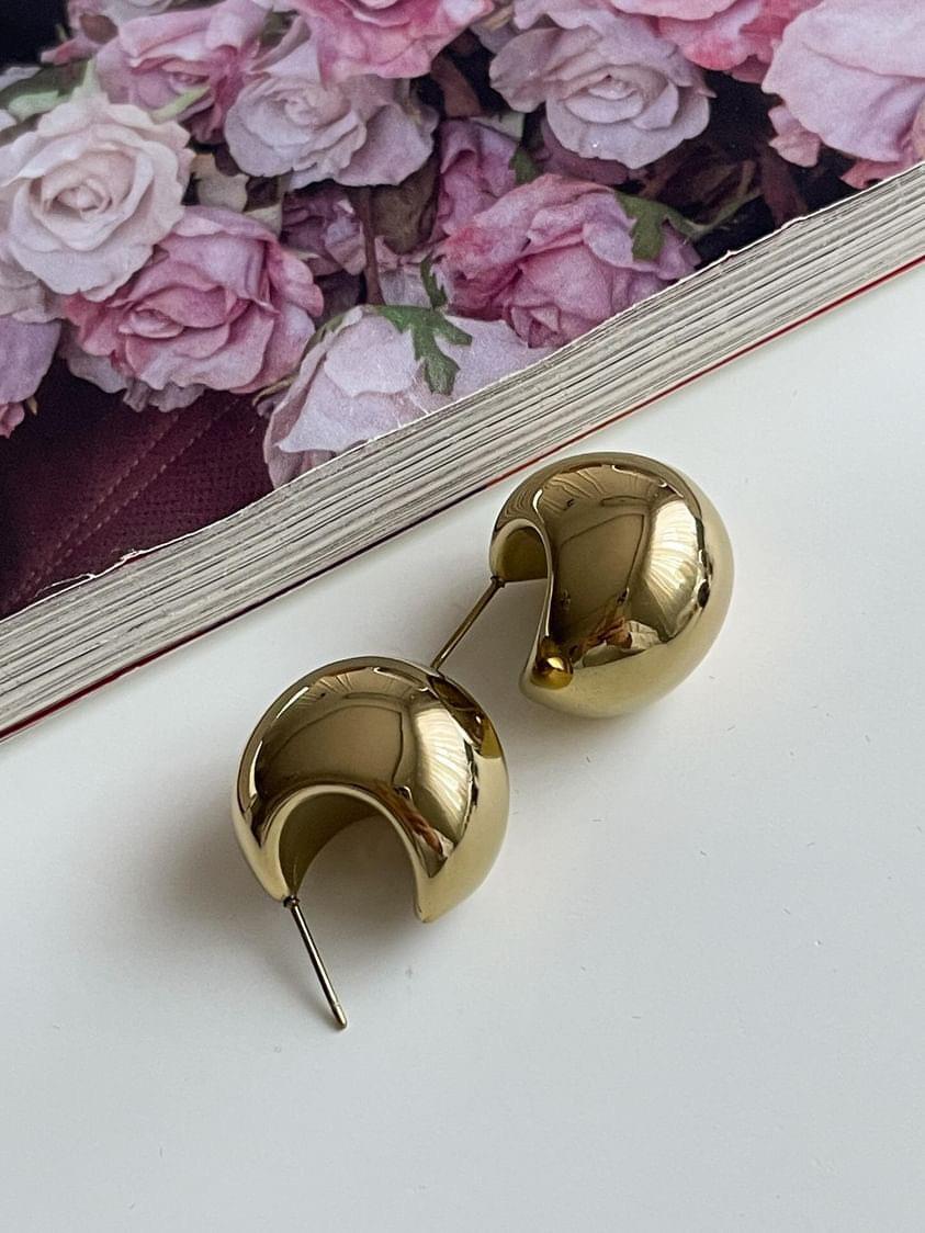 Çelik Gold Etli Topçuklu Küpe (2 Cm)