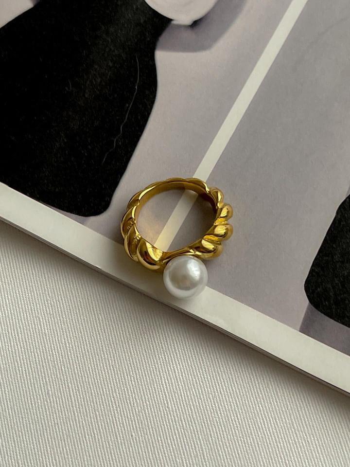 Çelik Gold İncili Burgu Numaralı Yüzük (19 Numara)