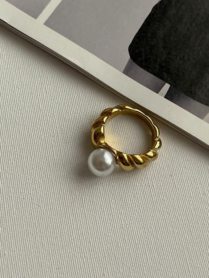 Çelik Gold İncili Burgu Numaralı Yüzük (18 Numara)