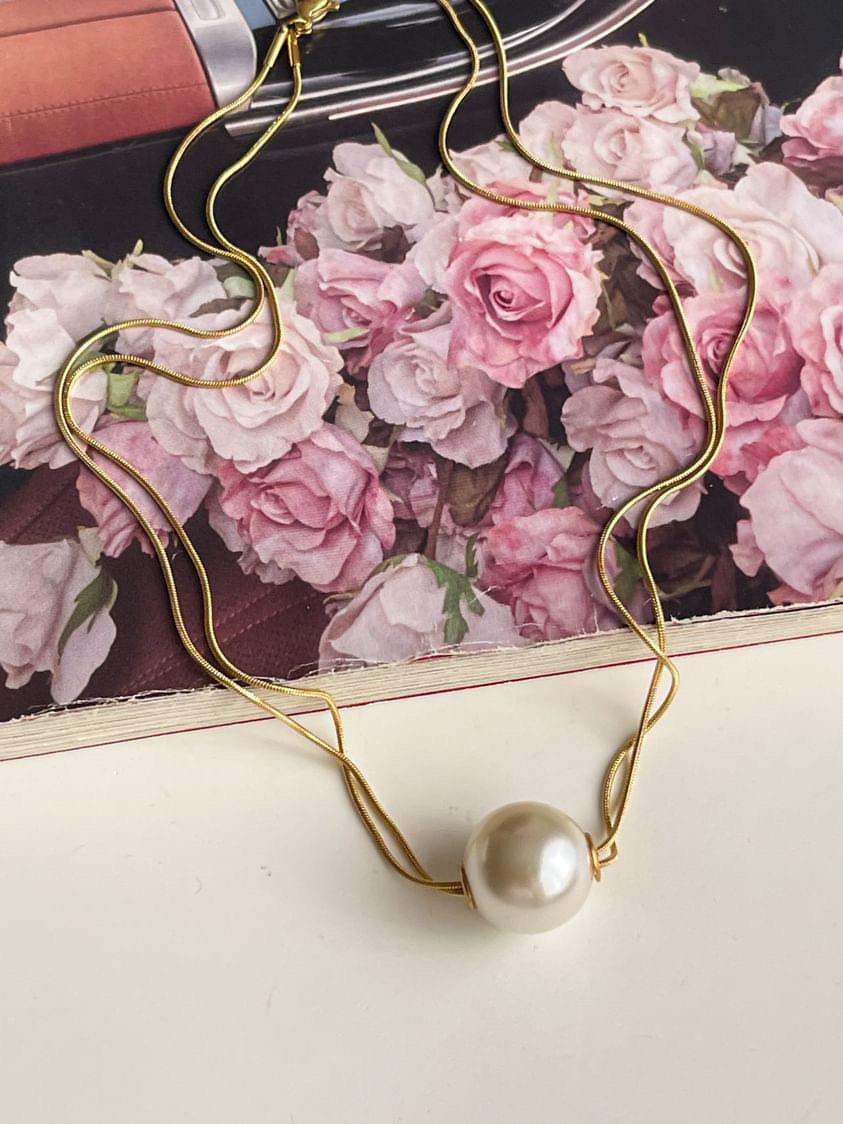 Çelik Gold İncili Kolye (45 Cm)
