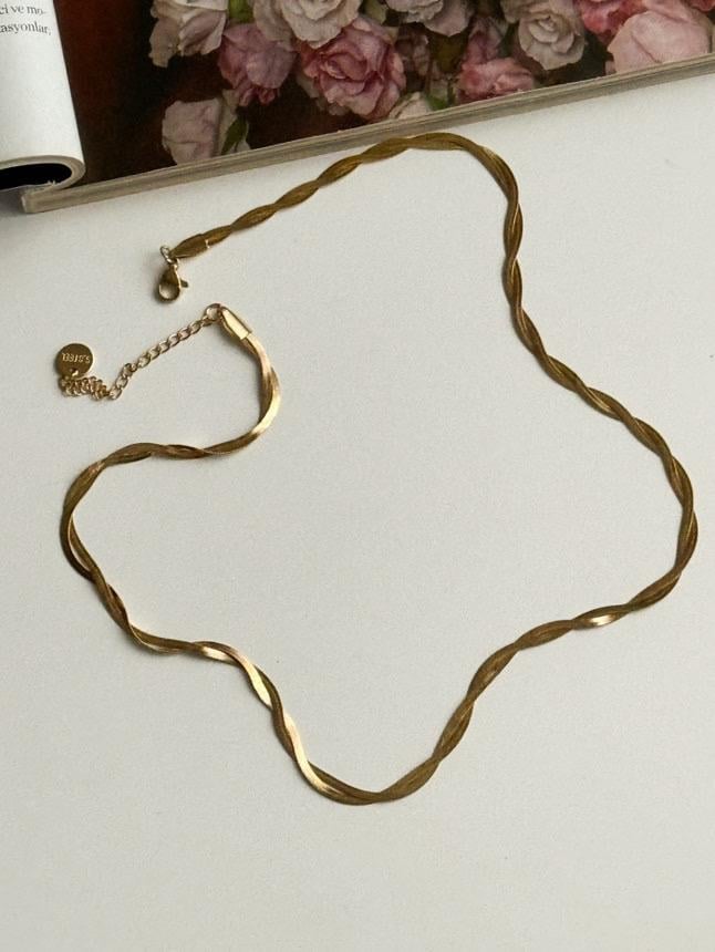 Çelik Gold İtalyan İkili Birleşik Kombin Kolye (52 Cm)