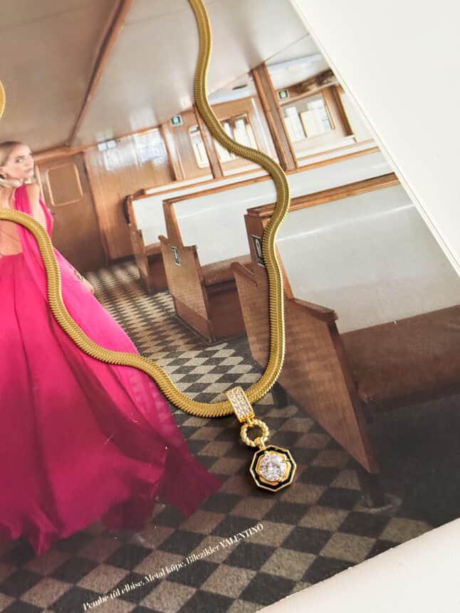 Çelik Gold İtalyan Siyah Serenay Kolye (52 Cm)