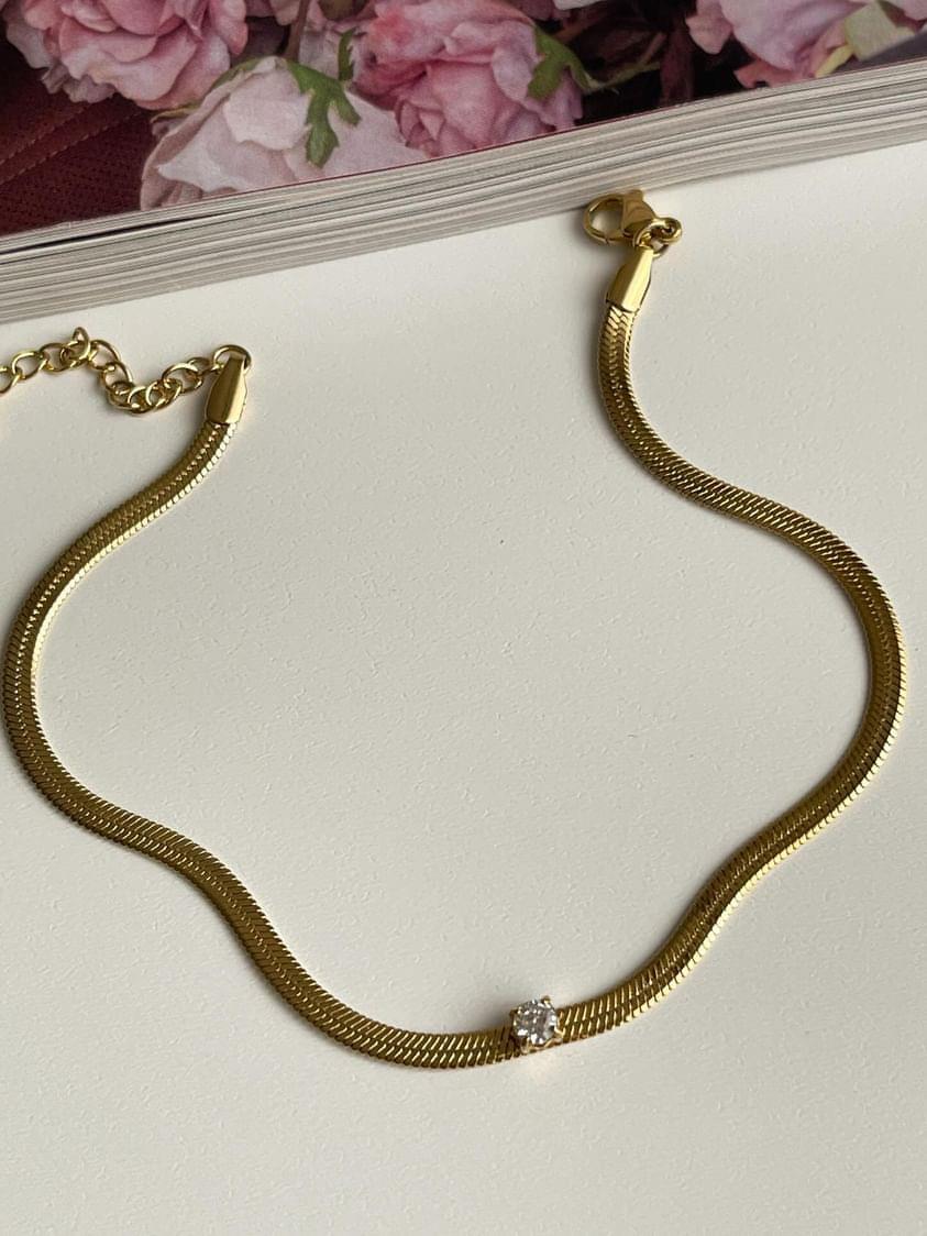 Çelik Gold İtalyan Zincir Baget Taşlı Halhal (27 Cm)