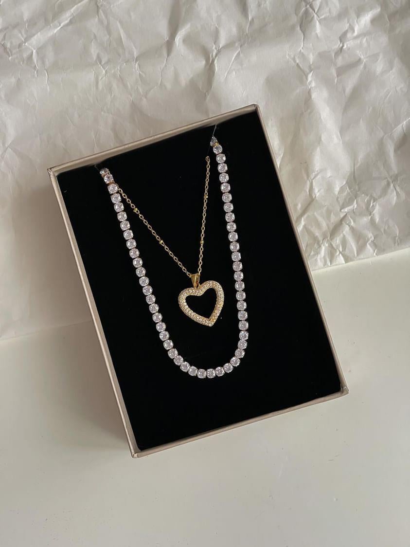 Çelik Gold Kalp Kolye (46 Cm)