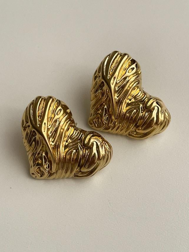 Çelik Gold Kalp Küpe (2.70 Cm)