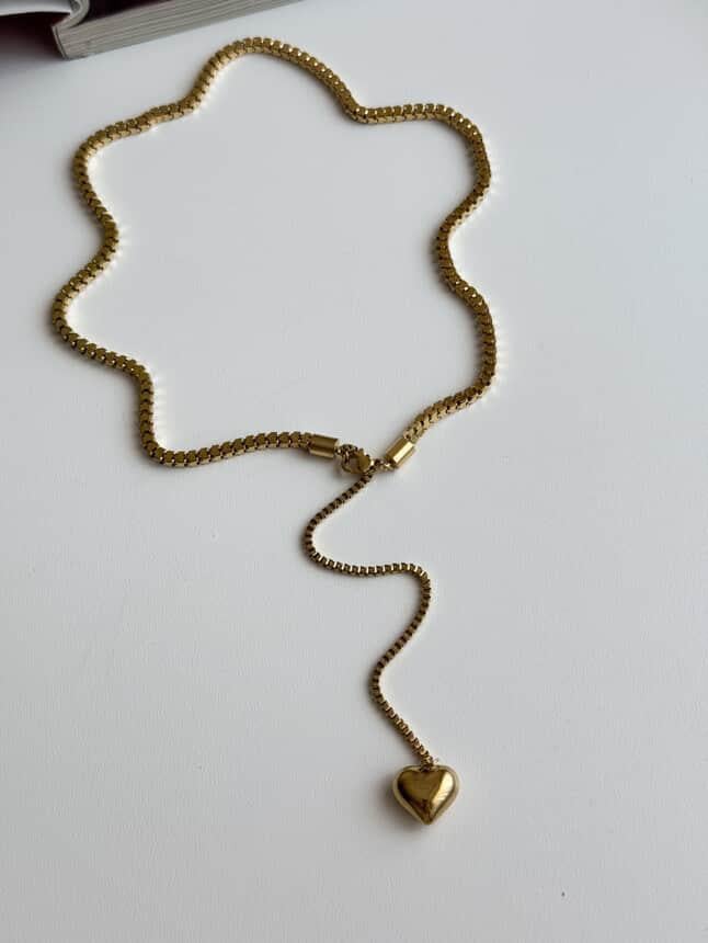 Çelik Gold Kalpli Kolye (40 Cm)