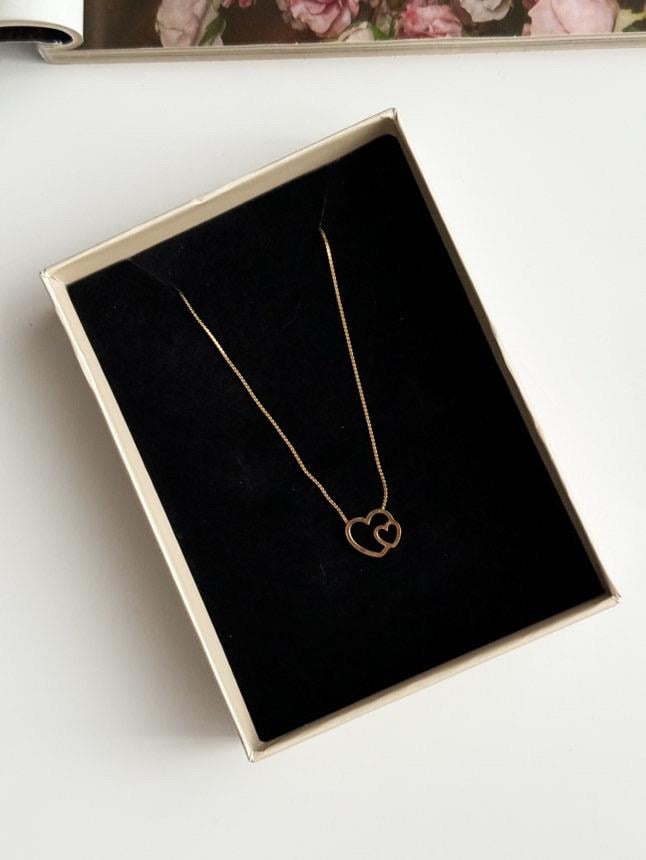 Çelik Gold Kalpli Minimal Kolye (46 Cm)