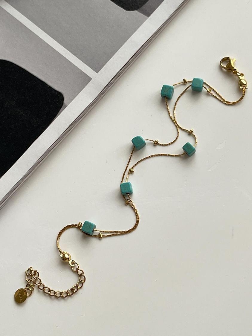 Çelik Gold Mavi Firuze İkili Blrleşik Kombin Halhal (27 Cm)