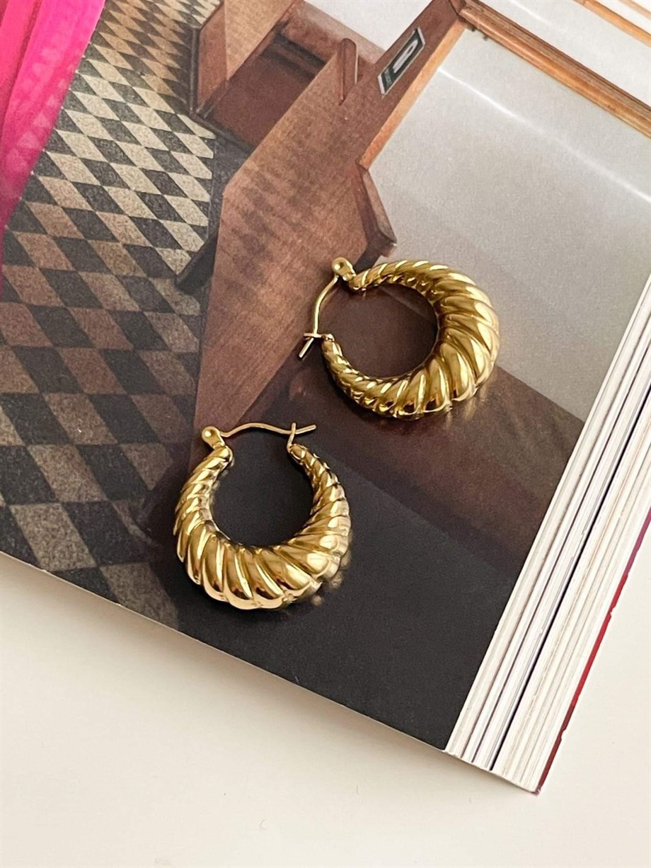 Çelik Gold Midye Halka Küpe (2.60 Cm)