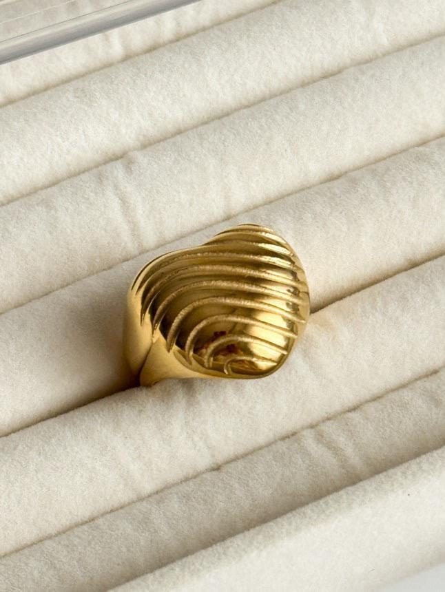 Çelik Gold Midye Kalp Numaralı Yüzük (17 Numara)