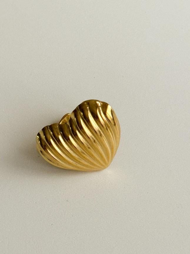 Çelik Gold Midye Kalp Numaralı Yüzük (17 Numara)