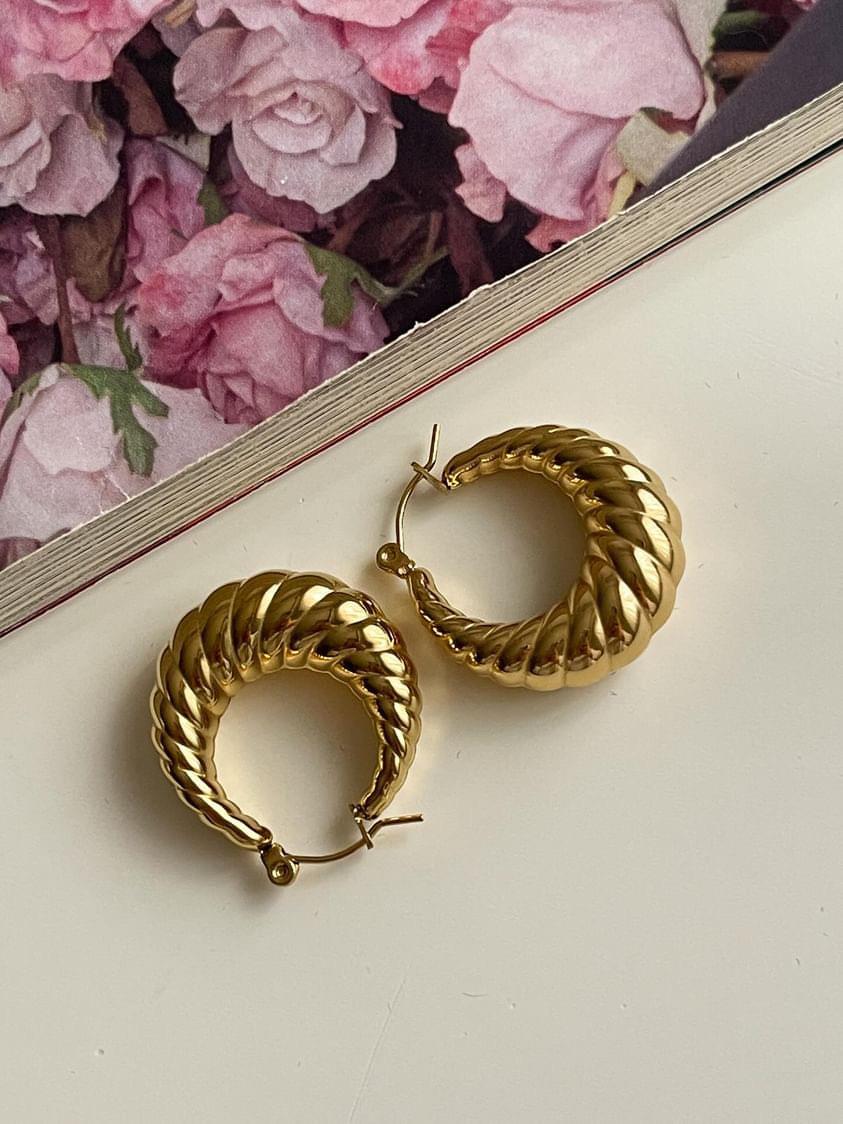 Çelik Gold Midye Küpe (2.5 Cm)