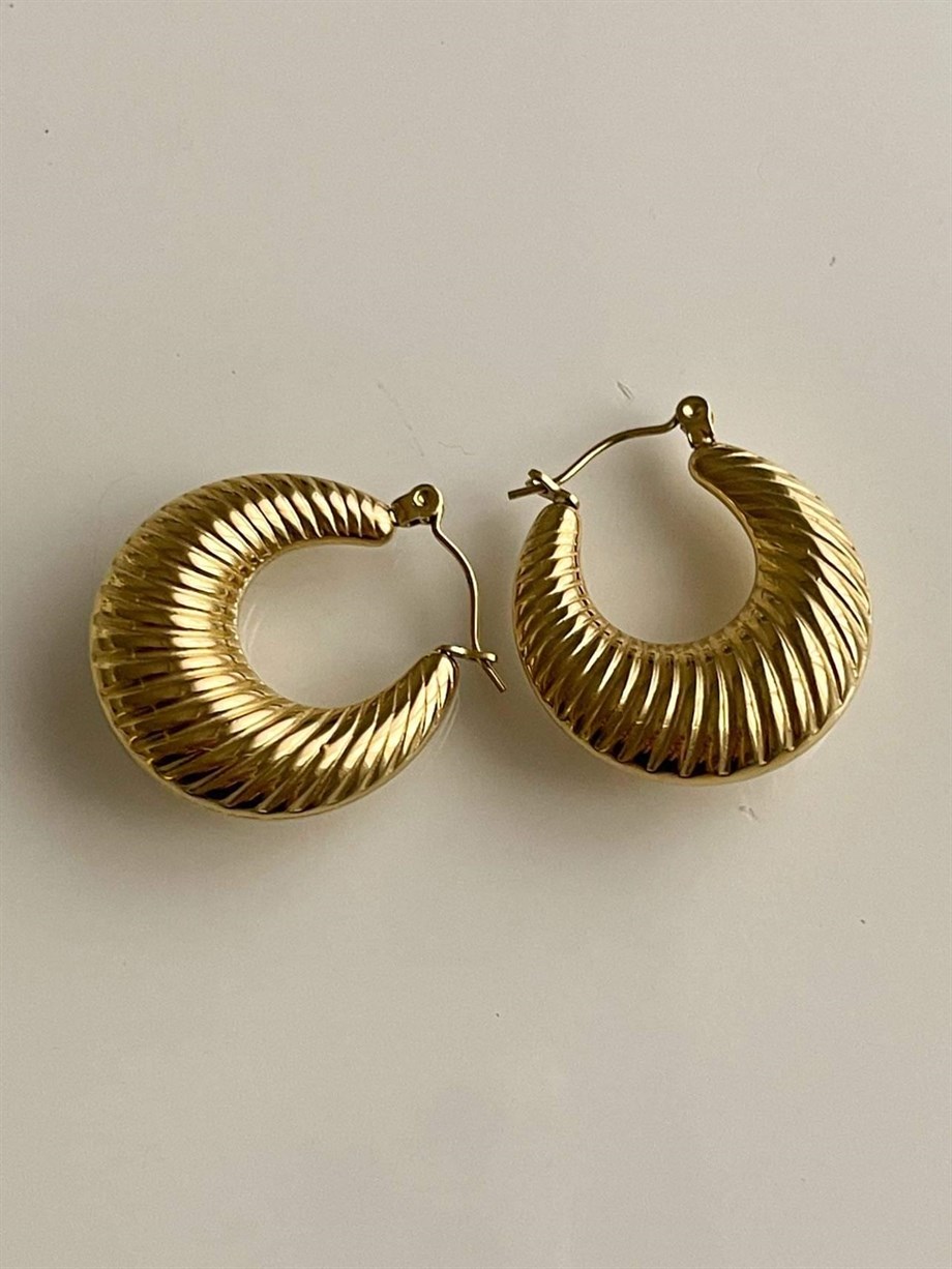 Çelik Gold Midye Küpe (2.80 Cm)