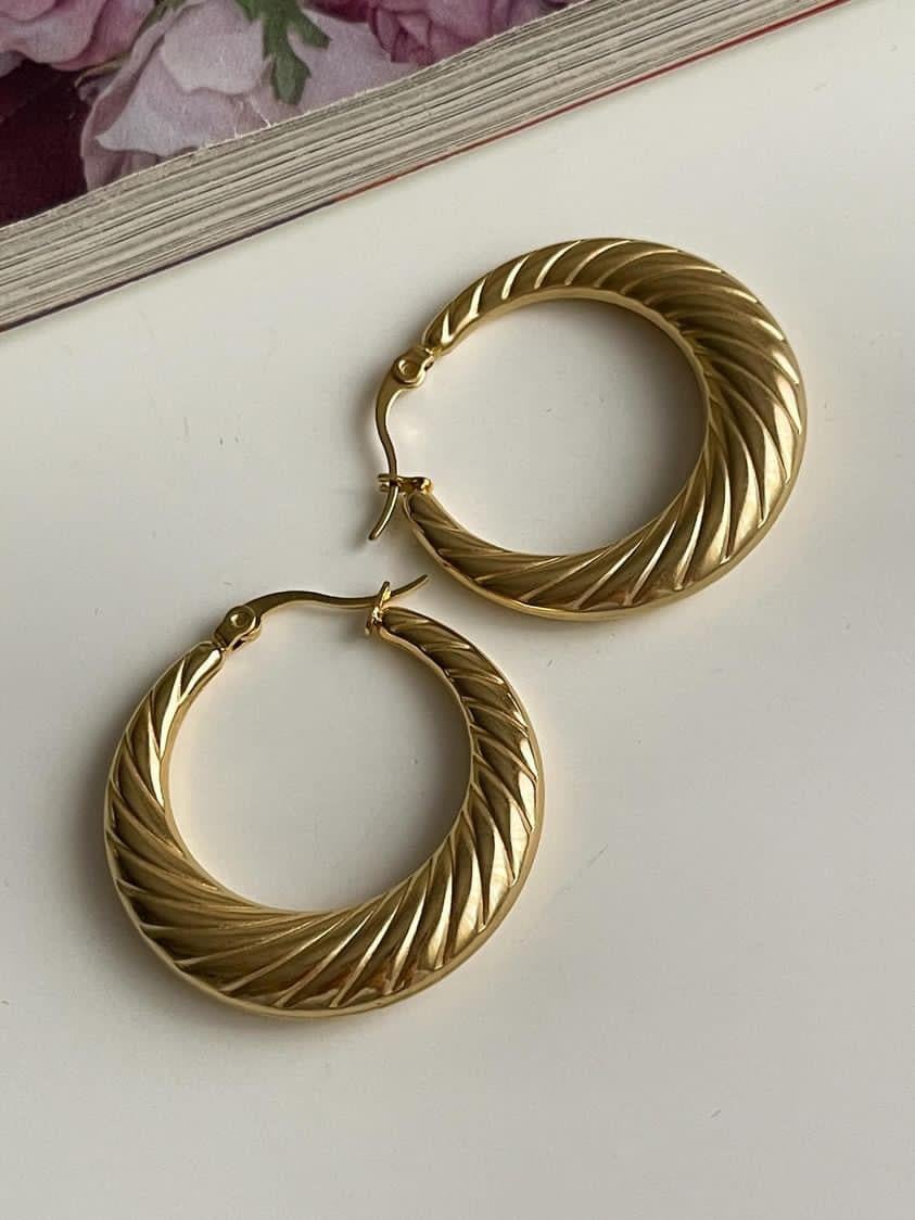 Çelik Gold Midye Küpe (3.10 Cm)