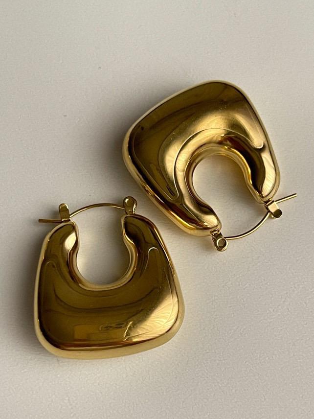 Çelik Gold Midye Küpe (3 Cm)