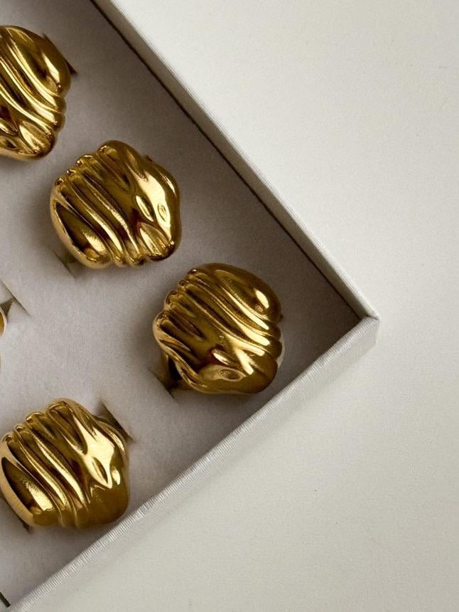 Çelik Gold Midye Numaralı Yüzük (17 Numara)
