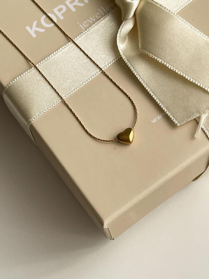 Çelik Gold Minimal Kalp Kolye (46 Cm)