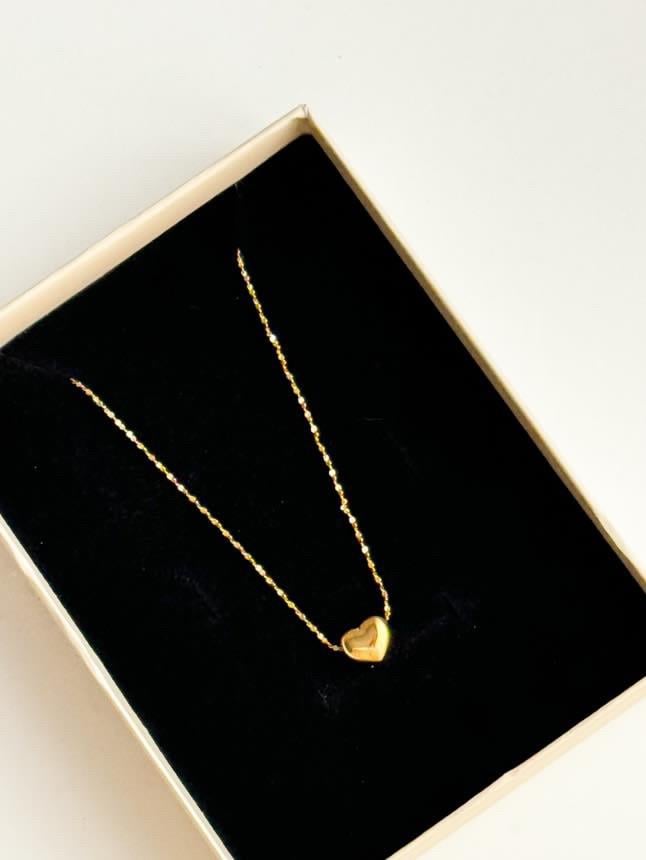 Çelik Gold Minimal Kalp Kolye (48 Cm)