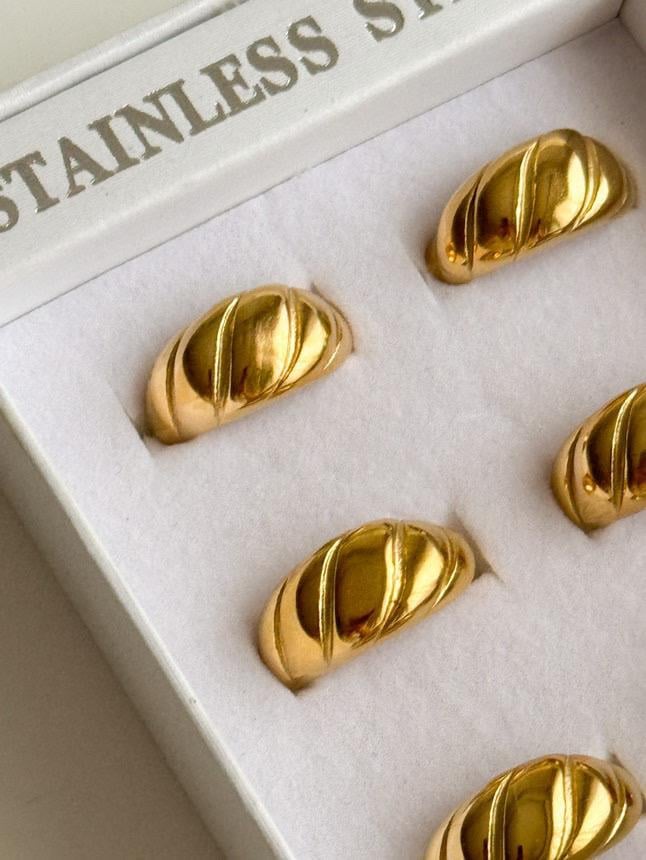 Çelik Gold Numaralı Midye Yüzük (17 Numara) 