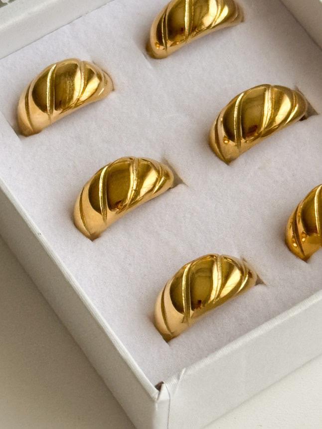Çelik Gold Numaralı Midye Yüzük (18 Numara)
