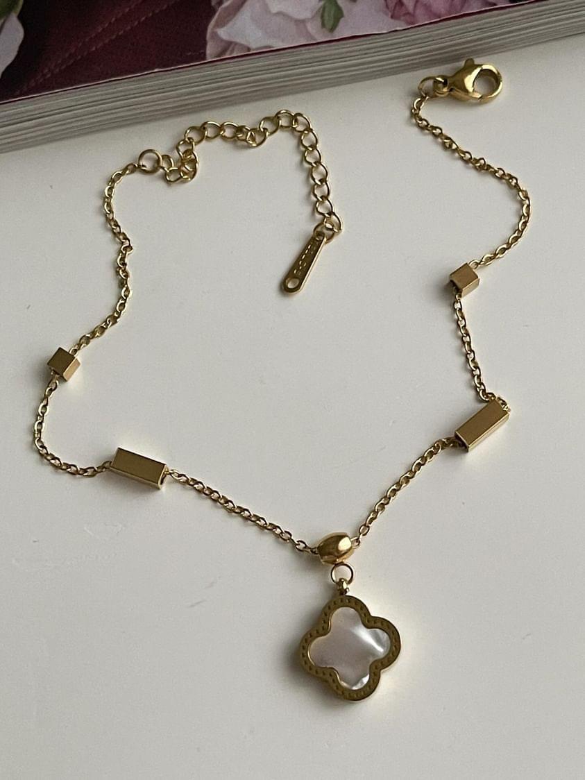 Çelik Gold One Cleff Siyah Beyaz Halhal (27 Cm)
