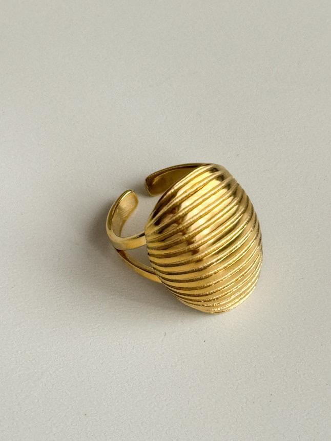 Çelik Gold Oval Midye Numaralı Yüzük (18 Numara)