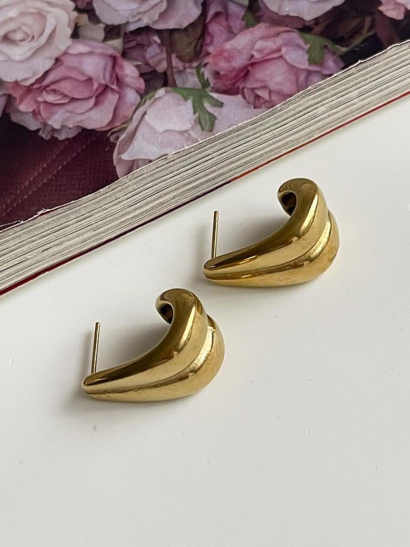 Çelik Gold Renk İkili Küpe (2 Cm)