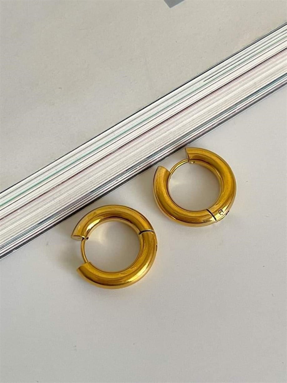 Çelik Gold Renk Pera Basic Halka Küpe(1.70Cm)-(1 Numara)