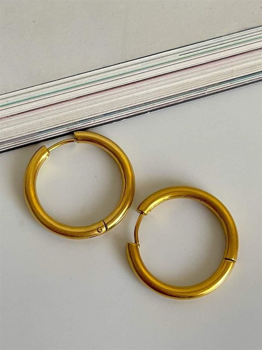Çelik Gold Renk Pera Basic Halka Küpe(2.40Cm)-(4 Numara)