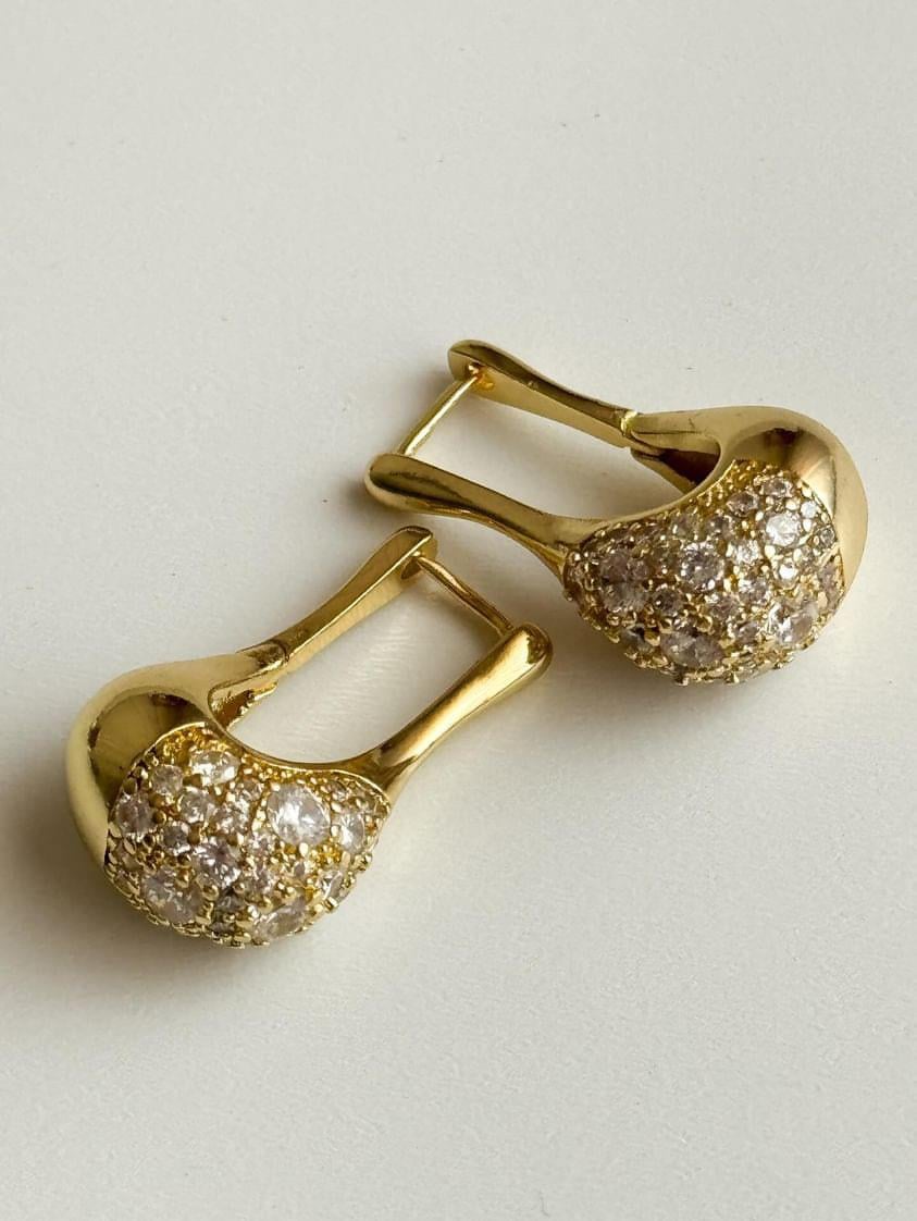 Çelik Gold Renk Zirkon Taşlı Damla Küpe (3 Cm)