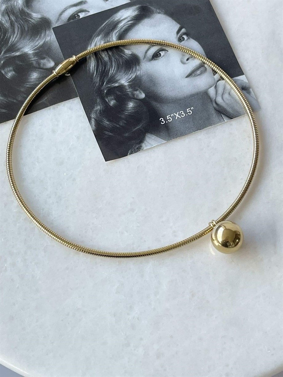 Çelik Gold Topçuklu Cocker Kolye (40 Cm)