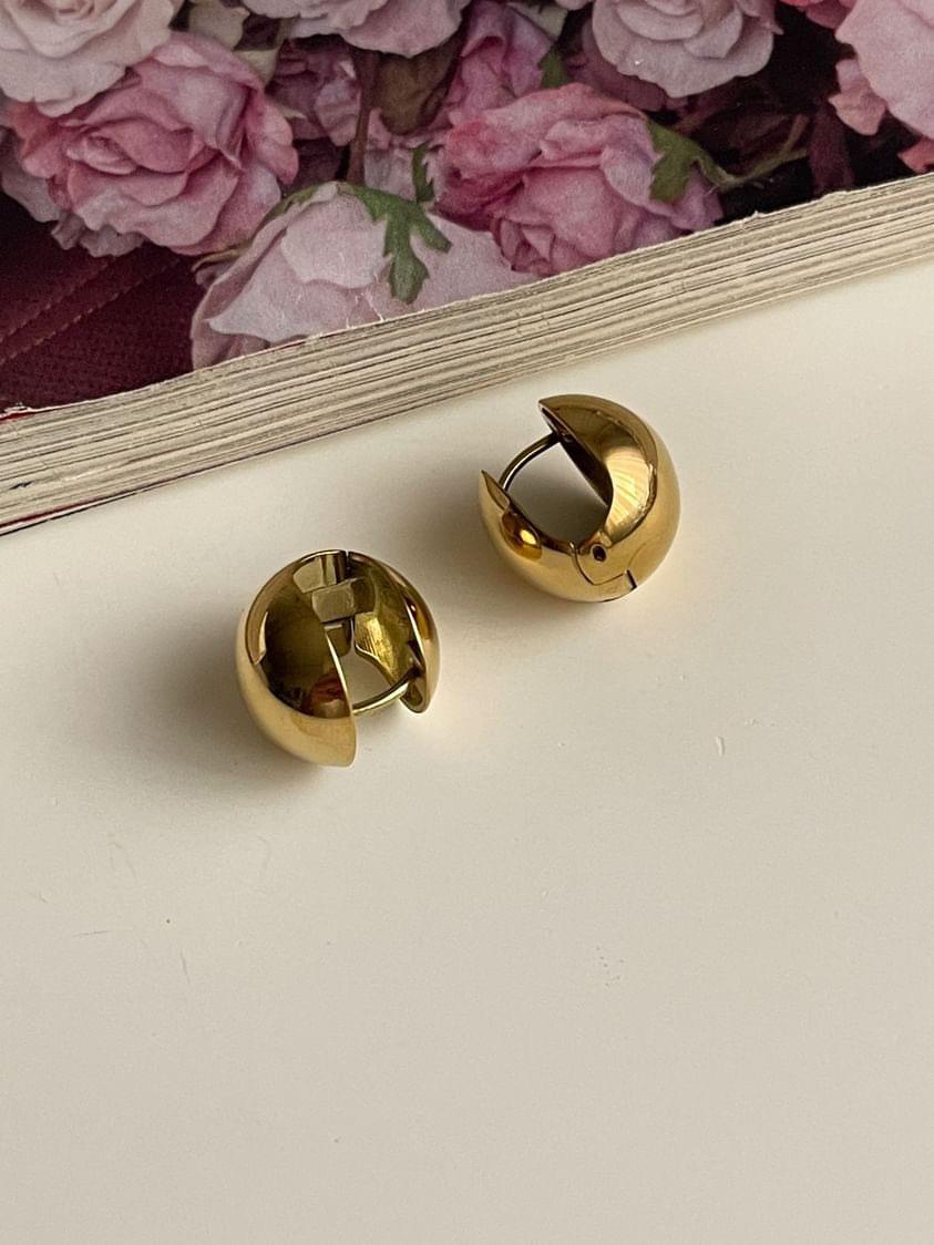 Çelik Gold Topçuklu Küpe (1 Cm)
