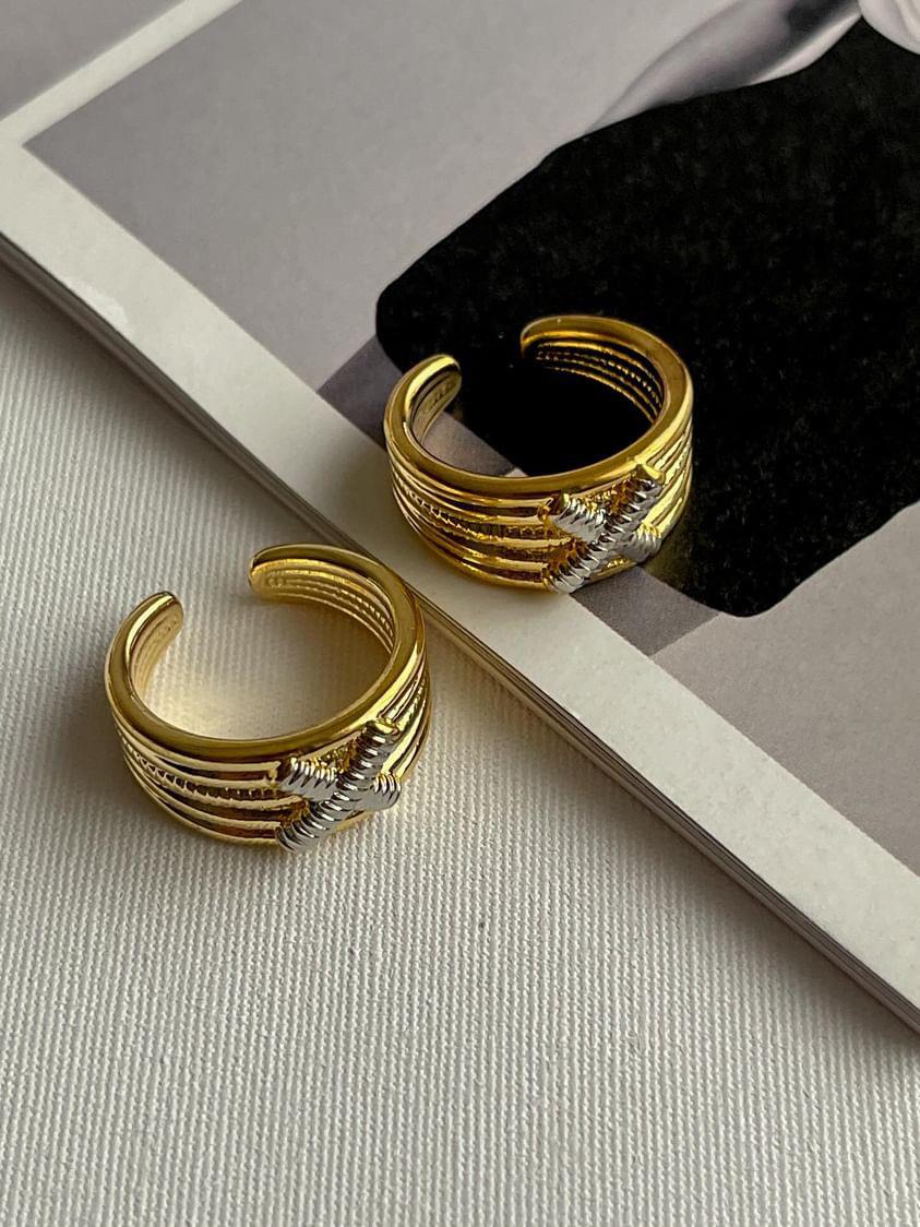 Çelik Gold Vintage Alttan Ayarlanabilir Yüzük 