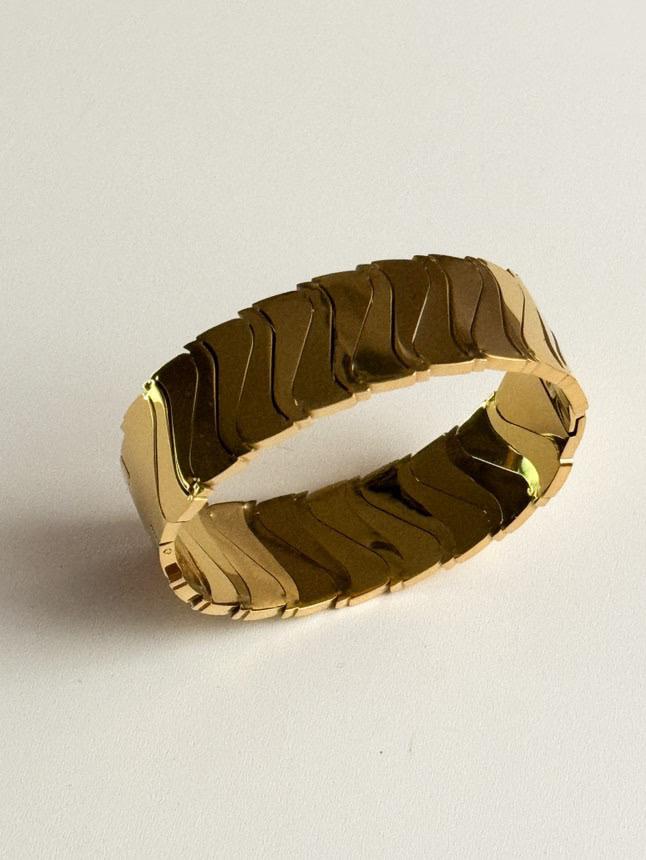 Çelik Gold Vintage Kalın Kelepçe Bileklik 