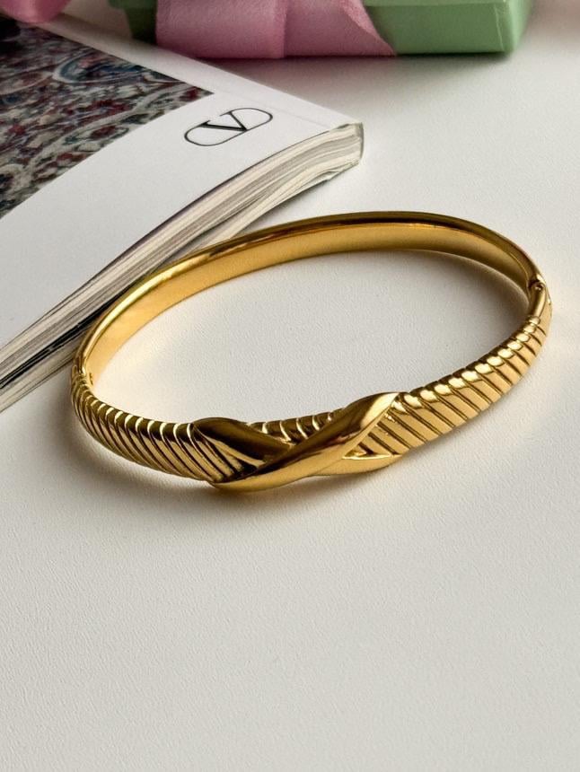 Çelik Gold Vintage Kelepçe Bileklik 