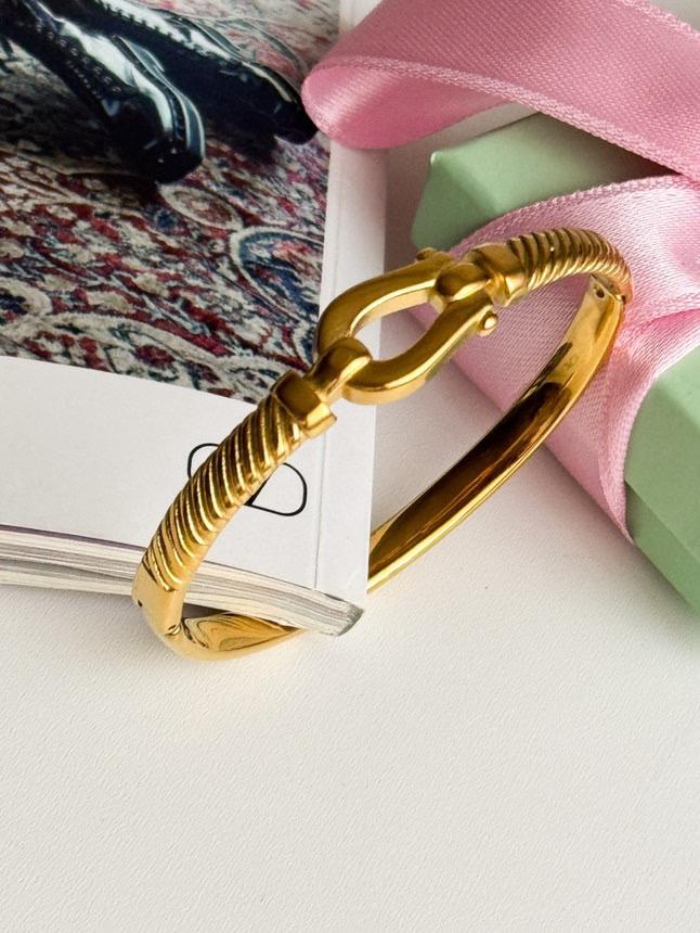Çelik Gold Vintage Kelepçe Bileklik 