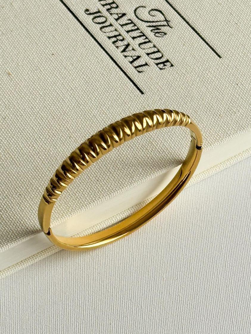 Çelik Gold Vintage Kelepçe Bileklik 