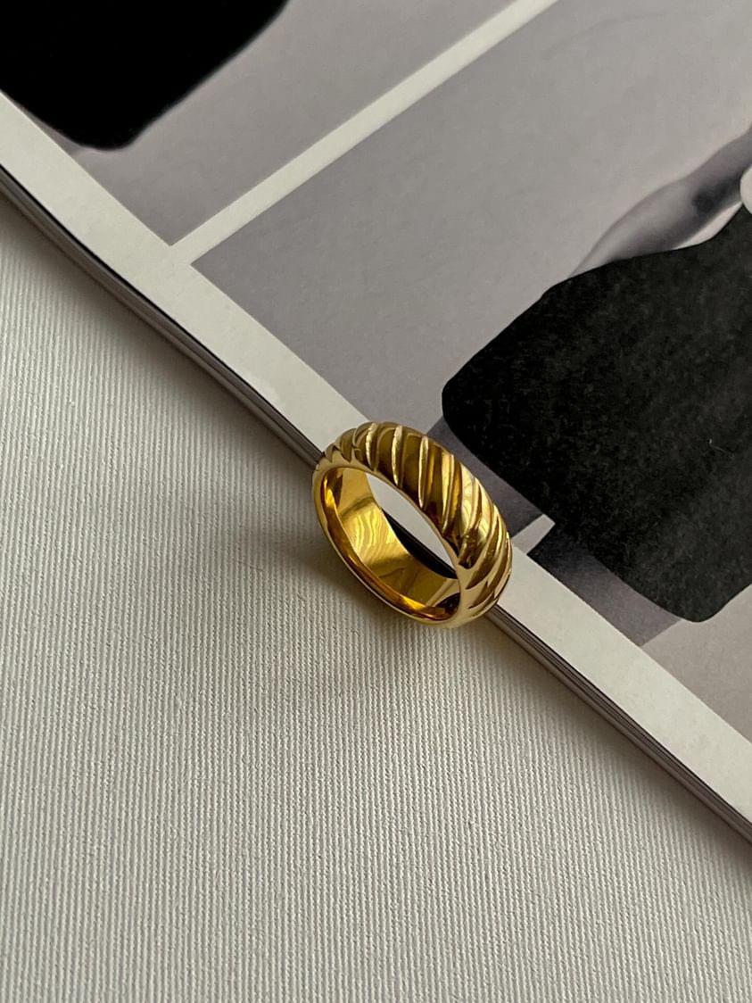 Çelik Gold Vintage Numaralı Yüzük (17 Numara)