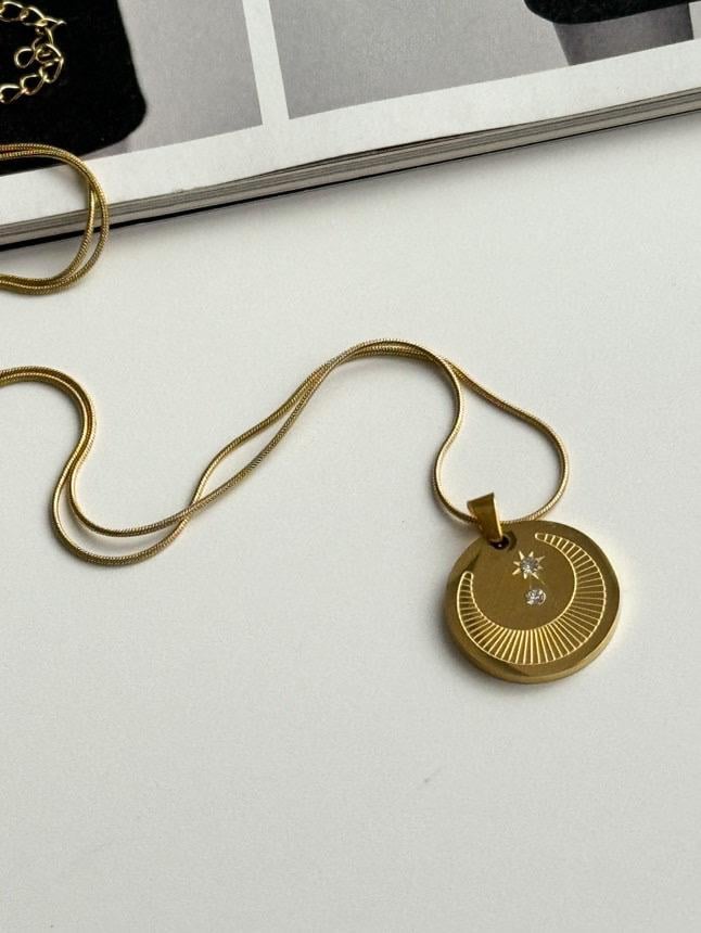 Çelik Gold Yıldız Madalyon Kolye (47 Cm)