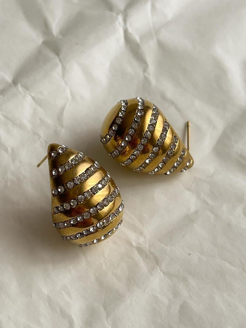 Çelik Gold Zirkon Taşlı Botega Küpe (2 Cm)