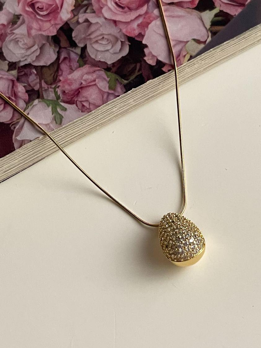 Çelik Gold Zirkon Taşlı Bottega Kolye (46 Cm)