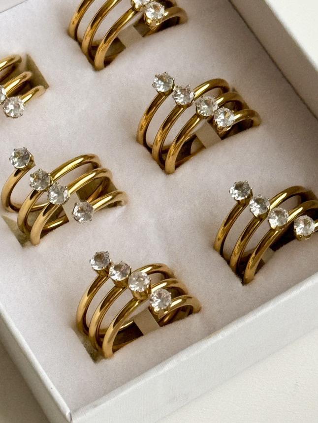 Çelik Gold Zirkon Taşlı Numaralı Yüzük (16 Numara)