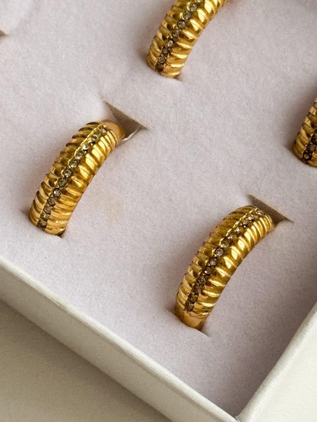 Çelik Gold Zirkon Taşlı Numaralı Yüzük (17 Numara)