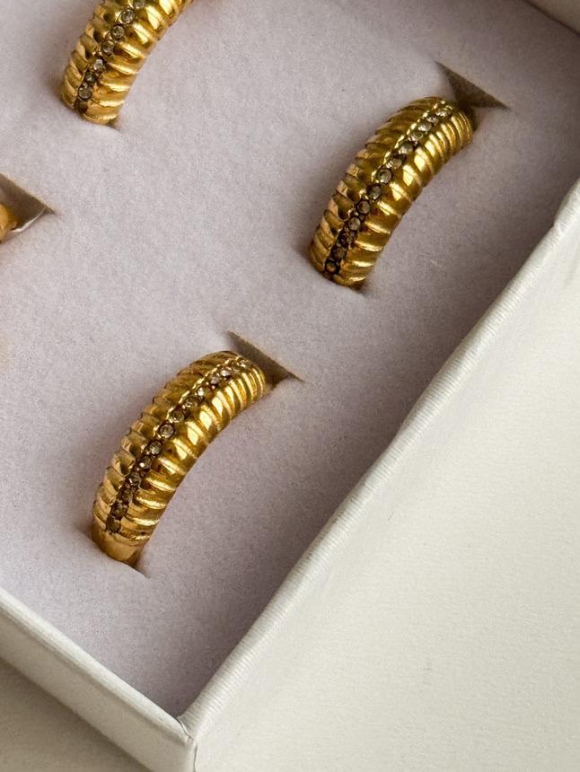 Çelik Gold Zirkon Taşlı Numaralı Yüzük (19 Numara)