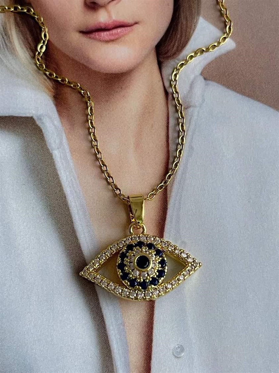 Çelik Göz Minimal Kolye (45 Cm)